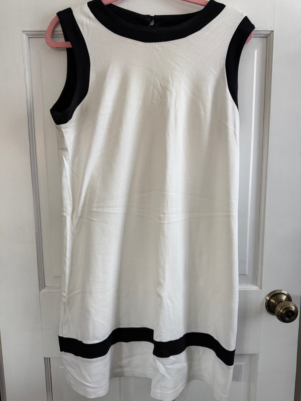 New York & Company White Shift Dress with Black Trim